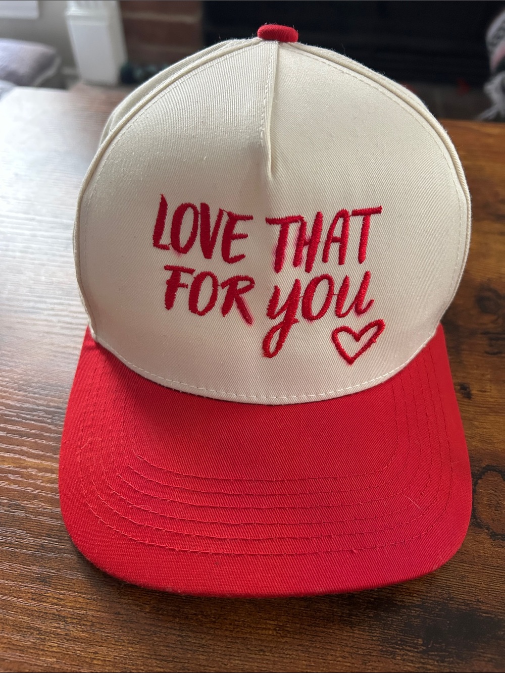 Cream and Red Trucker Hat - "Love That For You"
